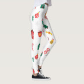 Beige Rood en Groen Schattige Kerst Leggings (Rechts)