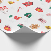 Beige Rood en Groen Schattige Kerstmisverpakkend D Cadeaupapier (Hoek)