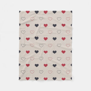 Beige & rood hart naadloos patroon Cute Minimal Fleece Deken