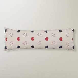 Beige & rood Hart Naadloos Patroon Cute Minimal Lichaamskussen