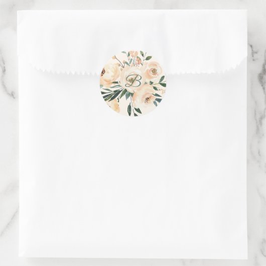 Beige roos bloemenbruiloft sticker (Tas)