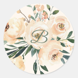 Beige roos bloemenbruiloft sticker