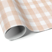 Beige Roos geruite inpakpapier (Rol Hoek)