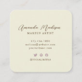 Beige Roos Gold Monogrammed Social Media Floral Vierkante Visitekaartje (Achterkant)