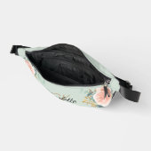 Beige roos gouden bloemengroene naam monogram heuptasje (Open)
