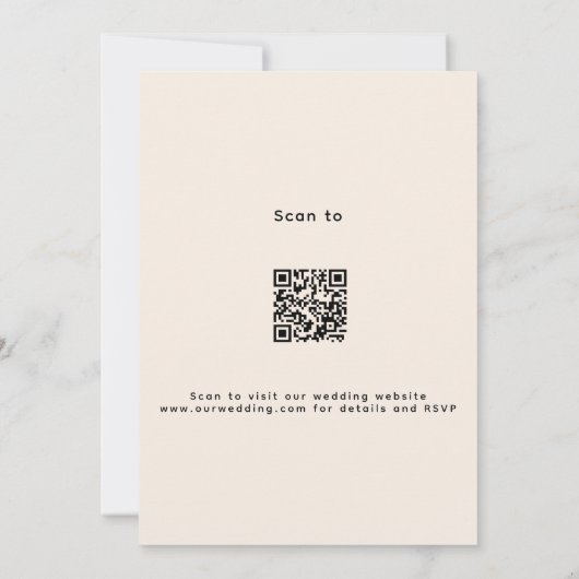 Beige roos gouden bloemenqr code RSVP bruiloft Kaart (Achterkant)