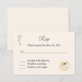 Beige Roos RSVP Response Kaart (Voorkant / Achterkant)