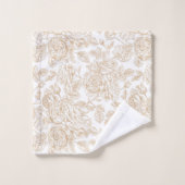 Beige Roos ventilatorpatroon Bad Handdoek (Wasdoekje)
