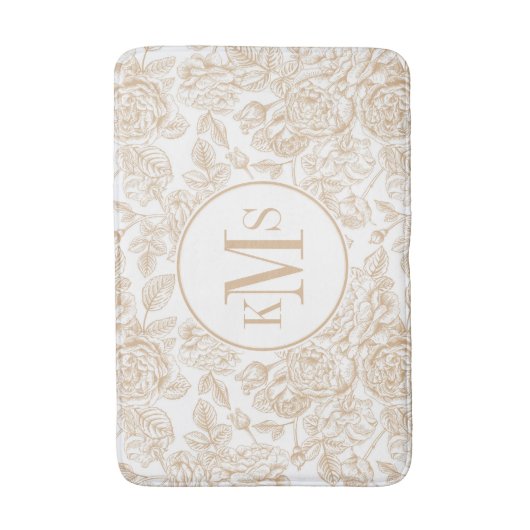 Beige  Roos ventilatorpatroon Badmat (Voorkant Verticaal)