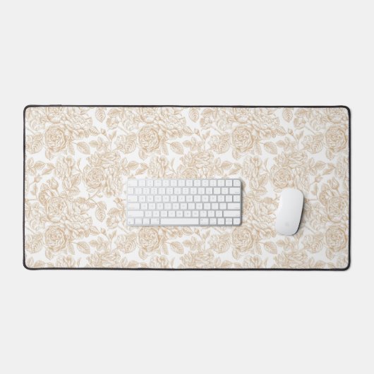 Beige Roos ventilatorpatroon Bureaumat (Keyboard & Muis)