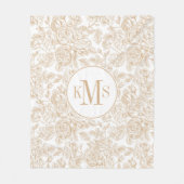 Beige  Roos ventilatorpatroon Fleece Deken (Voorkant)