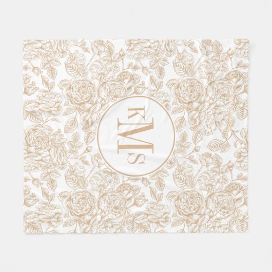 Beige  Roos ventilatorpatroon Fleece Deken (Voorkant (Horizontaal))