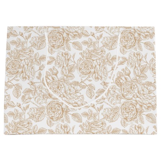 Beige  Roos ventilatorpatroon Groot Cadeauzakje (Voorkant)