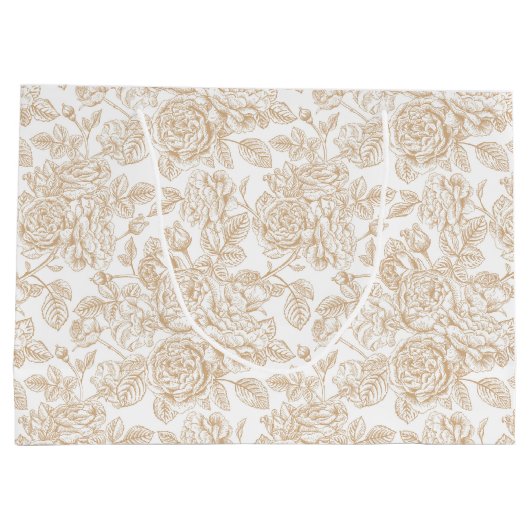 Beige  Roos ventilatorpatroon Groot Cadeauzakje (Achterkant)