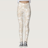 Beige Roos ventilatorpatroon Leggings (Voorkant)