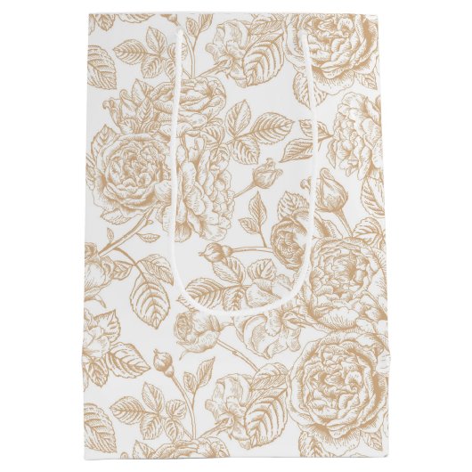 Beige  Roos ventilatorpatroon Medium Cadeauzakje (Achterkant)