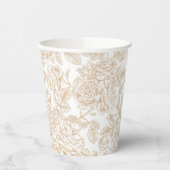 Beige  Roos ventilatorpatroon Papieren Bekers (Links)