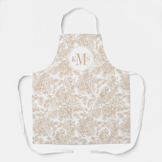 Beige  Roos ventilatorpatroon Schort (Voorkant)