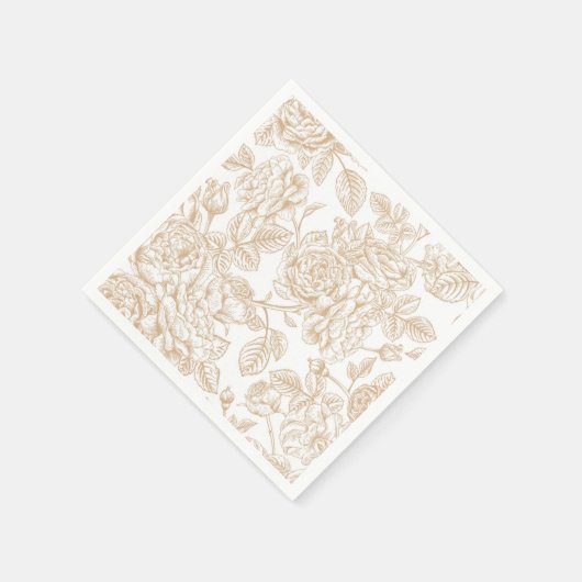 Beige  Roos ventilatorpatroon Servet (Hoek)