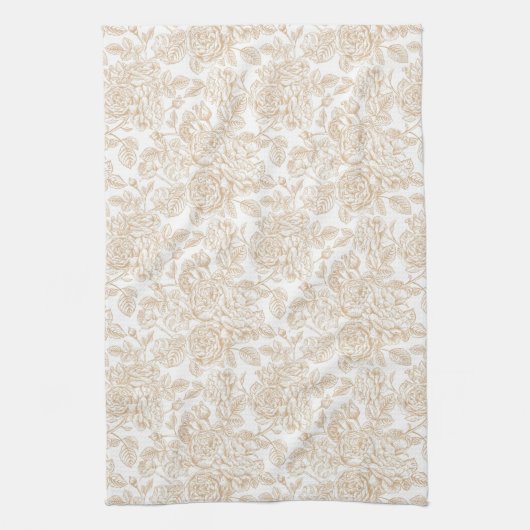 Beige Roos ventilatorpatroon Theedoek (Verticaal)