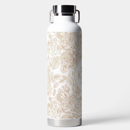 Beige  Roos ventilatorpatroon Waterfles (Voorkant)