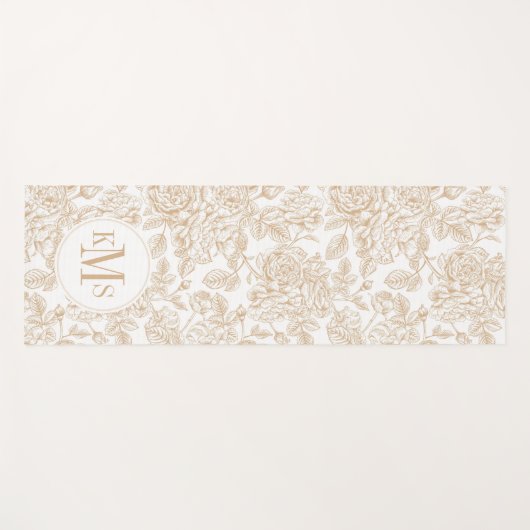Beige  Roos ventilatorpatroon Yogamat (Voorkant (horizontaal))