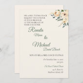 Beige Roos Wedding Invitation Kaart (Voorkant / Achterkant)