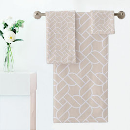 Beige Rope Pattern Towel Bad Handdoek