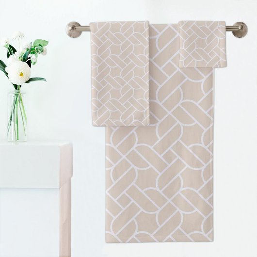 Beige Rope Pattern Towel Bad Handdoek