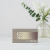 Beige & Rose Goud Minimalistisch Visitekaartje (Staand voorkant)