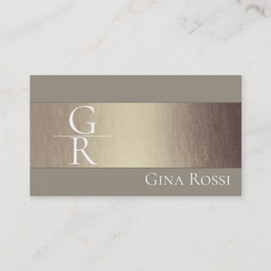 Beige & Rose Goud Minimalistisch Visitekaartje (Voorkant)