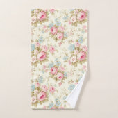 Beige Roze Blauwe Bloemige Waterverf Shabby Chic  Bad Handdoek (Handdoek)