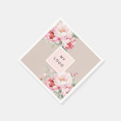 Beige roze bloemen business logo servet (Hoek)