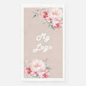Beige roze bloemen business logo servet (Voorkant)
