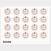 Beige Roze Bloemen Dank u Cirkel Stickers - Logo (Vel)