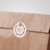 Beige Roze Bloemen Dank u Cirkel Stickers - Logo