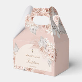 beige roze bloemen | Doop Bedankdoosjes