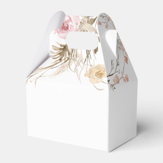 beige roze bloemen Eerste Heilige Communie Bedankdoosjes (Achterkant)