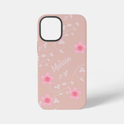 Beige Roze Bloemen iPhone Hoesje (Achterkant)