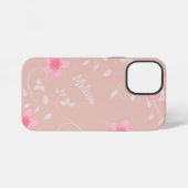 Beige Roze Bloemen iPhone Hoesje (Achterkant horizontaal)