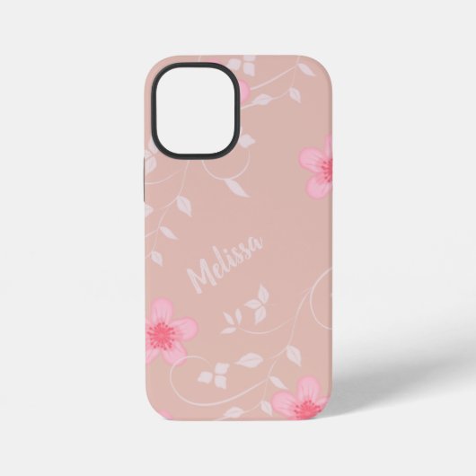 Beige Roze Bloemen iPhone Hoesje (Achterkant)