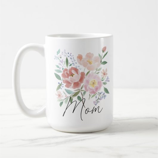 Beige Roze Bloemen Moederdag Witty Caption Koffiemok (Links)