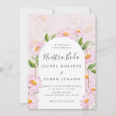 Beige Roze Botanische Nuestra Boda Spaanse bruilof Kaart (Voorkant)