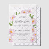 Beige Roze Botanische Nuestra Boda Spaanse bruilof Vellum Uitnodigingen (Offset (Uitnodiging))