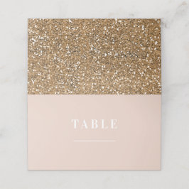 Beige Roze Chic Moderne Gouden Glitter Glam Huweli Plaatskaartje