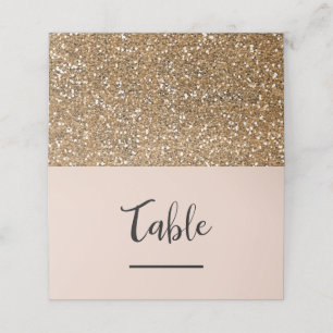 Beige Roze Chic Moderne Gouden Glitters Glam Bruil Plaatskaartje