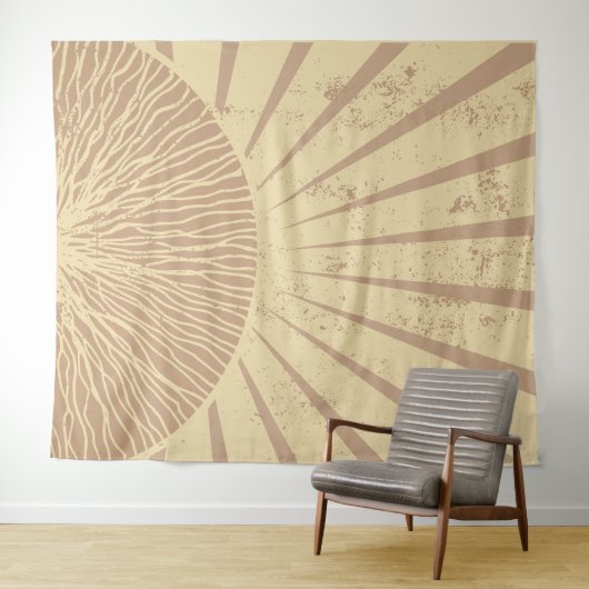 Beige Roze Elegante Eenvoudige Boho Zonsondergang Wandkleed (In Situ (horizontaal))