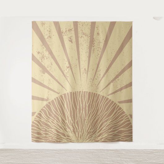 Beige Roze Elegante Eenvoudige Boho Zonsondergang Wandkleed (Voorkant)