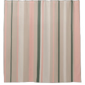 Beige roze en groene strepen douchegordijn (Voorkant)