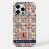  Beige Roze Licht Rood Geruit Aztec iPhone Hoesje (Achterkant)